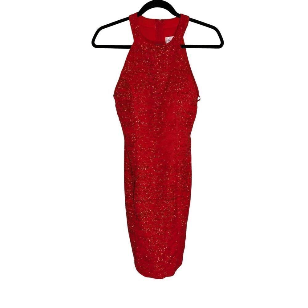Emerald Sundae  Beautiful Bedazzled Halter Top Red Dress, Size Medium